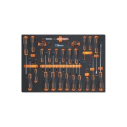 Termoformado de espuma con destornilladores planos, Phillips® y Torx®