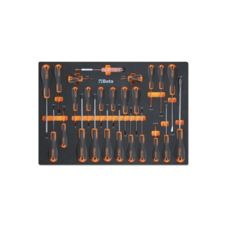 Termoformado de espuma con destornilladores planos, Phillips® y Torx®