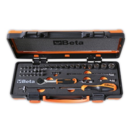 Surtido de 12 vasos multihuella, 20 puntas y 7 accesorios, en termofo