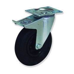 Ruedas giratorias con freno PN con núcleo de plástico y banda de neum