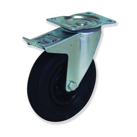 Ruedas giratorias con freno PN con núcleo de plástico y banda de neum