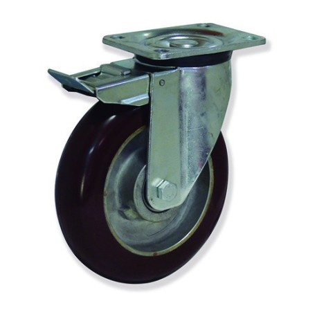 Ruedas giratorias con freno KPG5FD con núcleo de aluminio y banda de