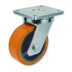 Ruedas fijas UPF8 con núcleo de hierro fundido y banda de poliuretano