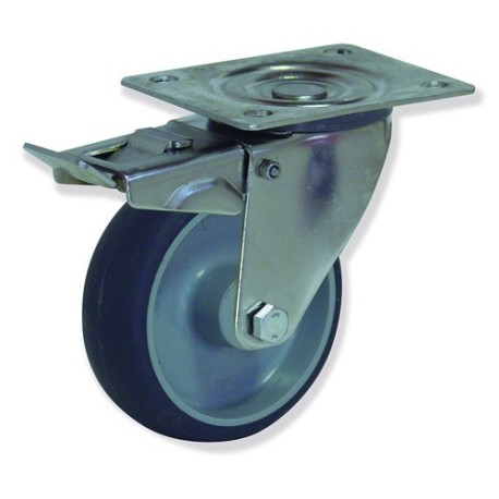 Rueda Modelo MI en Acero Inoxidable con Soporte de Pletina