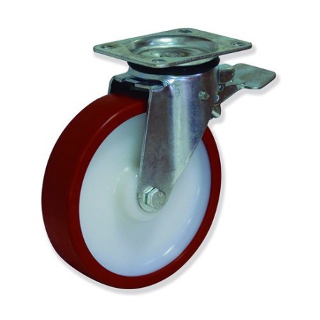 Ruedas giratorias con freno MPG5FD con núcleo de nylon y banda de po