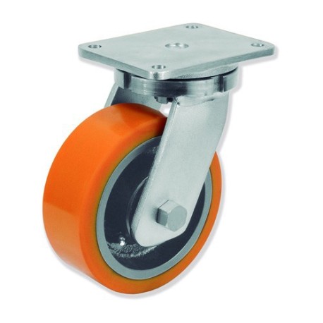 Ruedas giratorias QPG8 con núcleo de hierro fundido y banda de poliur