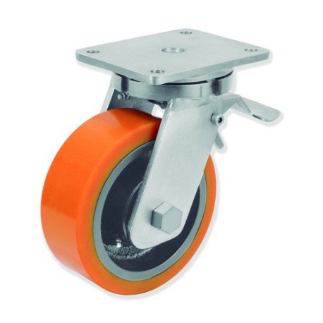 Ruedas giratorias con freno QPG8FD con núcleo de hierro fundido y ba