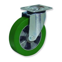 Ruedas fijas KPF5 con núcleo de aluminio y banda de poliuretano elast