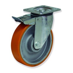 Rueda Modelo KPG5 con Soporte Giratorio y Freno, Banda de Poliuretano