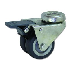 Ruedas PC  Plástico gris con banda de caucho termoplástico