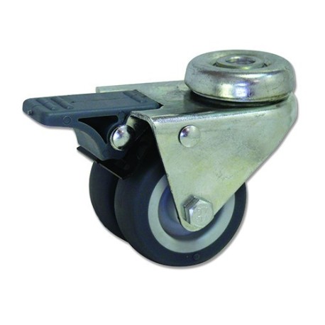 Ruedas PC  Plástico gris con banda de caucho termoplástico