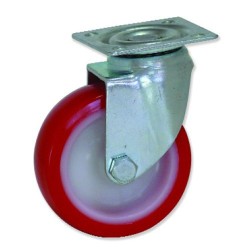 Ruedas giratorias GPG1 con núcleo de nylon y banda de poliuretano roj