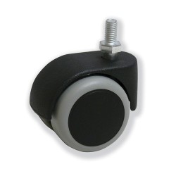 Rueda con Sujeción por Espiga Roscada en Nylon Negro y PVC Gris