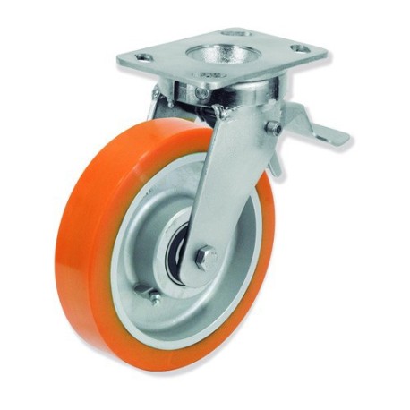 Ruedas giratorias con freno QPG6FD con núcleo de hierro fundido y ba