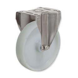 Soporte Fijo Inoxidable KIPF5125NYL6 con Rueda de Nylon de 125 mm
