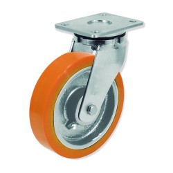 Ruedas fijas QPF7 con núcleo de hierro fundido y banda de poliuretano