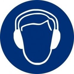 Adhesivo Circular ""Uso Obligatorio de Protección Acústica"" 9 cm  N