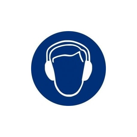 Adhesivo Circular ""Uso Obligatorio de Protección Acústica"" 9 cm  N