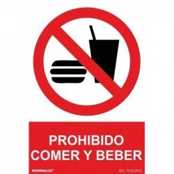 Señal Prohibido Comer y Beber PVC 0,7 mm 210x300 mm