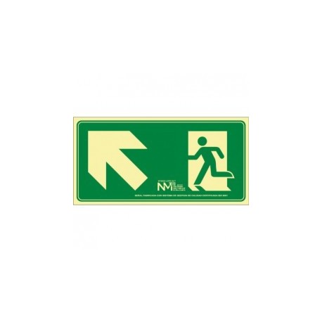 Señal de Evacuación Escalera Arriba Izquierda PVC 0,7 mm Clase B  No