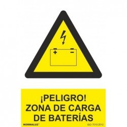 Señal ""Peligro: Zona de Carga de Baterías"" PVC 0,7 mm 210x300 mm  