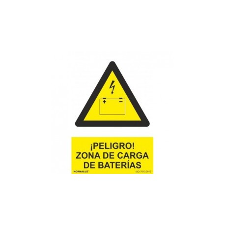 Señal ""Peligro: Zona de Carga de Baterías"" PVC 0,7 mm 210x300 mm  