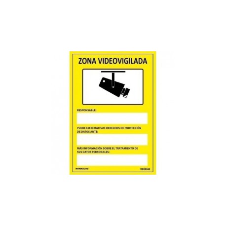 Señal Peligro Zona Videovigilada PVC 0,7 mm 210x300 mm  Normaluz