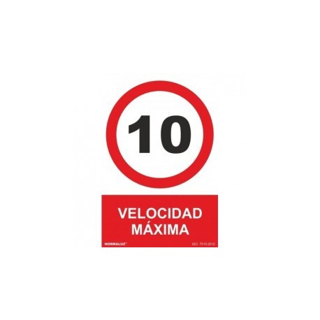 Señal Velocidad Máxima 10 PVC 0,7 mm 210x300 mm
