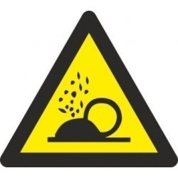 Adhesivo Triangular Peligro Partículas Sueltas 90 mm