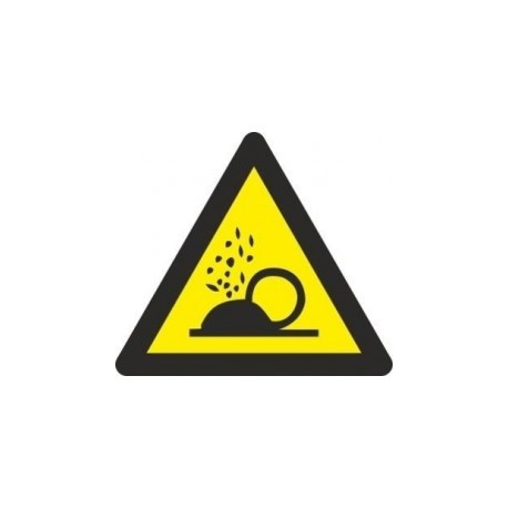 Adhesivo Triangular Peligro Partículas Sueltas 90 mm