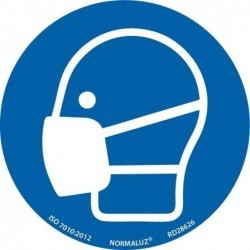 Adhesivo Circular ""Uso Obligatorio de Mascarilla"" 9 cm  Normaluz"