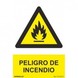 Señal Peligro de Incendio PVC 0,7 mm 210x300 mm  Normaluz