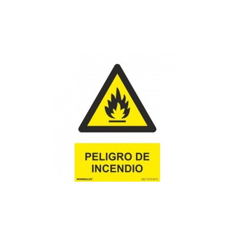 Señal Peligro de Incendio PVC 0,7 mm 210x300 mm  Normaluz