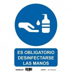 Señal Adhesiva Obligatorio Desinfectarse las Manos 200x300 mm