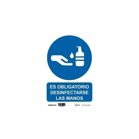 Señal Adhesiva Obligatorio Desinfectarse las Manos 200x300 mm