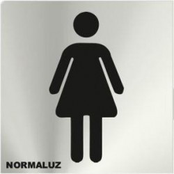 Señal Inox Aseos Mujer 120x120 mm