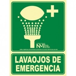 Señal ""Lavaojos de Emergencia"" PVC 0,7 mm Clase B, distancia de vis