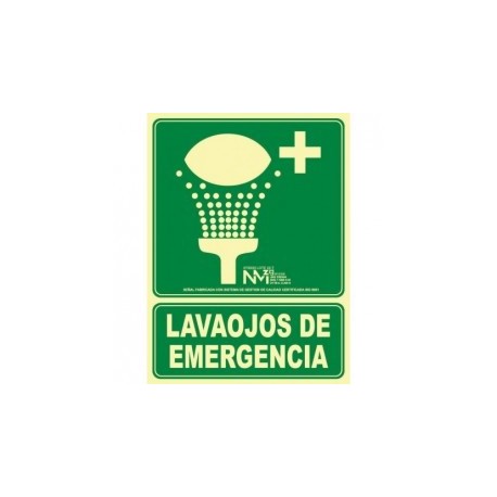 Señal ""Lavaojos de Emergencia"" PVC 0,7 mm Clase B, distancia de vis