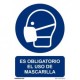 Señal ""Uso Obligatorio de Mascarilla"" PVC 0,7 mm 210x300 mm  Norma
