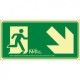 Señal de Evacuación Escalera Abajo Derecha PVC 0,7 mm Clase B  Norma