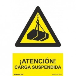 Señal Peligro Atención Carga Suspendida PVC 0,7 mm 210x300 mm  Norma
