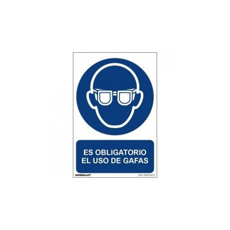Señal Es Obligatorio el Uso de Gafas PVC 0,7 mm 210x300 mm  Normaluz