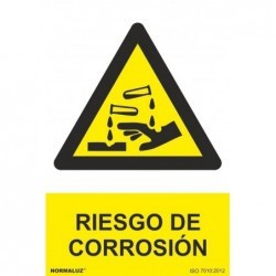Señal Peligro Riesgo de Corrosión PVC 0,7 mm 210x300 mm