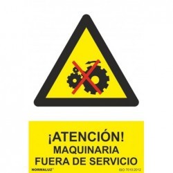 Señal de Aluminio ""Peligro: Maquinaria Fuera de Servicio"" 210x300 m