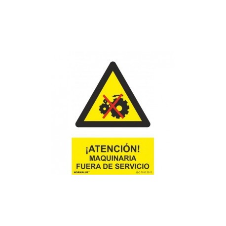 Señal de Aluminio ""Peligro: Maquinaria Fuera de Servicio"" 210x300 m