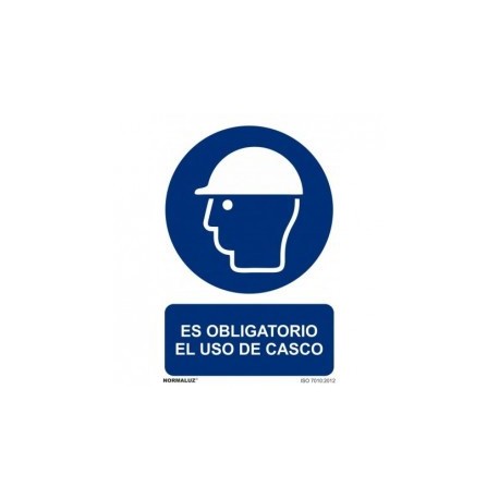 Señal Es Obligatorio el Uso del Casco PVC 0,7 mm 210x300 mm  Normalu