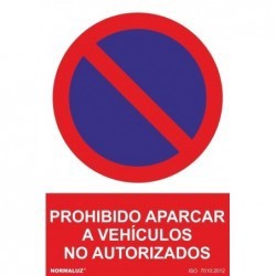 Señal Prohibido Aparcar Vehículos No Autorizados PVC 0,7 mm 210x300 m