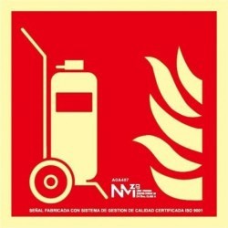 Señal ""Carro Extintor / Extintor Móvil"" PVC 0,7 mm Clase B 210x210 