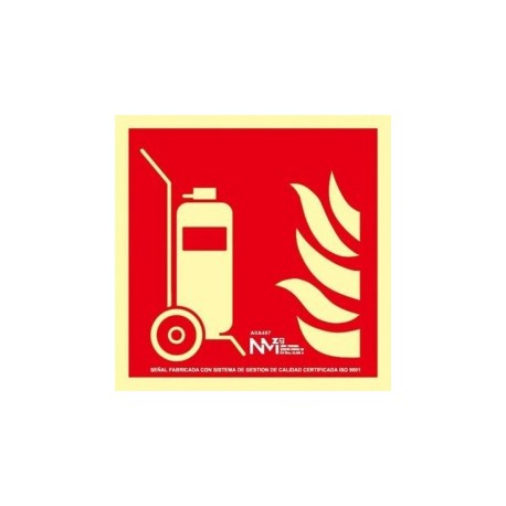 Señal ""Carro Extintor / Extintor Móvil"" PVC 0,7 mm Clase B 210x210 