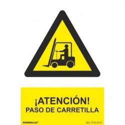 Señal Peligro Atención Paso de Carretilla PVC 0,7 mm 210x300 mm  Nor